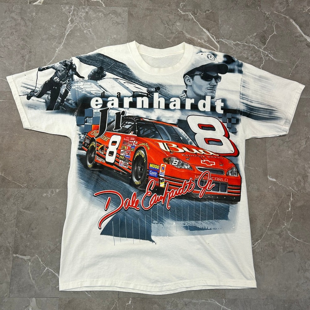 Vintage Nascar Dale Earnhardt Jr Graphic Tee Mens XL AOP All Over Print Shirt